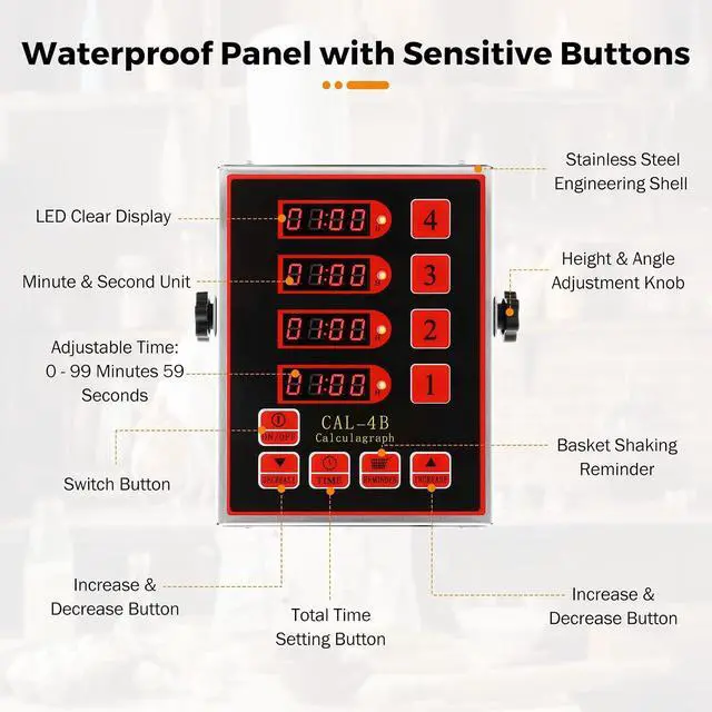 Alt view image 6 of 7 - 4-Channel Kitchen Timer for Restaurant Digital Cooking Timer