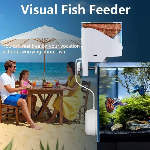 Alt view image 2 of 7 - WiFi Automatic Fish Feeder with 2.5K Camera, 2.4/5G Smart App Control, Vacation Feeding Timer, Remote Precision Flake Fish Dispenser, 200ml Moisture-Proof Aquarium Feeder for 10+ Gallon Tanks