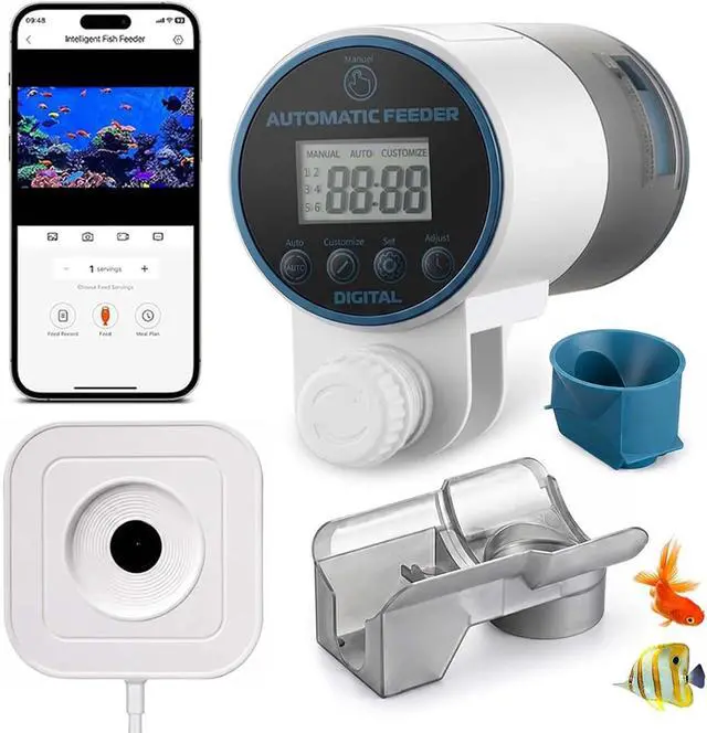 Main image of Automatic Fish Feeder with 1080P Camera, WiFi APP Live View,Real-Time Viewing & Recording, Timer Programmable Food Dispenser, Timer & Portion Adjustable, Large Capacity, for Fresh/Saltwater.