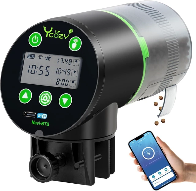 Main image of WiFi Automatic Aquarium Fish Feeder with Remote APP Control, Plug Powered, Plug & USB-C Cable Auto Food Dispenser for Small Tank/Betta/Turtle