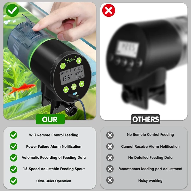 Alt view image 2 of 7 - WiFi Automatic Aquarium Fish Feeder with Remote APP Control, Plug Powered, Plug & USB-C Cable Auto Food Dispenser for Small Tank/Betta/Turtle