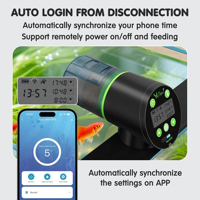 Alt view image 5 of 7 - WiFi Automatic Aquarium Fish Feeder with Remote APP Control, Plug Powered, Plug & USB-C Cable Auto Food Dispenser for Small Tank/Betta/Turtle