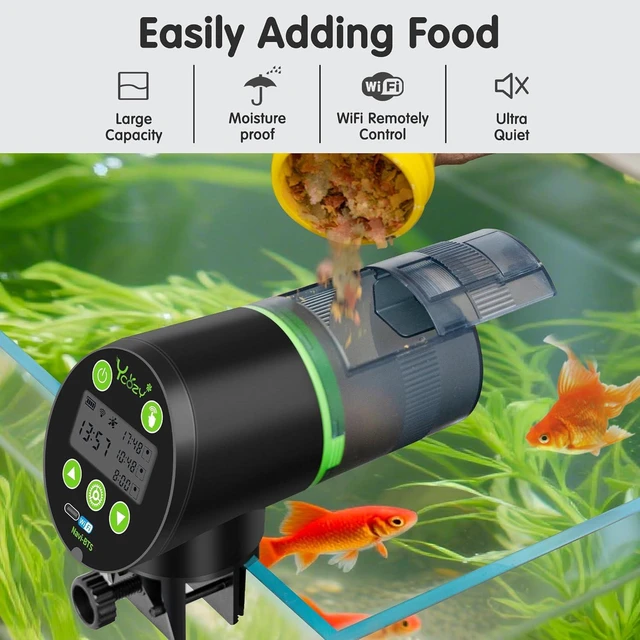 Alt view image 6 of 7 - WiFi Automatic Aquarium Fish Feeder with Remote APP Control, Plug Powered, Plug & USB-C Cable Auto Food Dispenser for Small Tank/Betta/Turtle