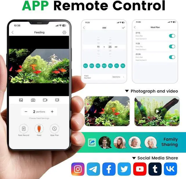 Alt view image 3 of 7 - Automatic Fish Feeder for Aquarium Flakes, WiFi (2.4G/5.0G)