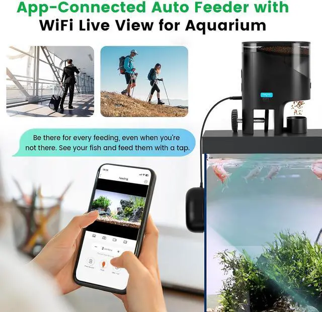 Alt view image 5 of 7 - Automatic Fish Feeder for Aquarium Flakes, WiFi (2.4G/5.0G)
