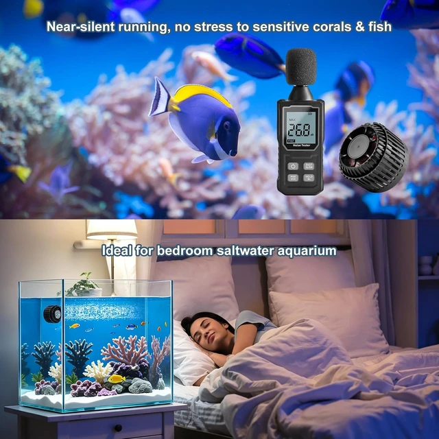 Alt view image 4 of 6 - 1050GPH Mini Aquarium Wave Maker with Adjustable Controller, 6W DC12V Magnetic Mount