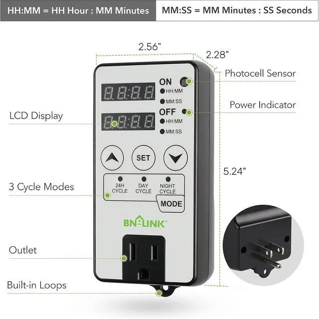 Alt view image 2 of 7 - Timer Outlet Short Period Repeat Cycle Intermittent Digital Timer, Interval Timer - Day, Night, or 24 Hour Operation, Programmable Plug-in Timer for Appliances Electrical Outlets 15A/1875W