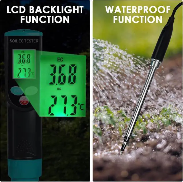 Alt view image 3 of 7 - 2 in 1 Digital Plants EC Meter Soil EC & Temperature Meter