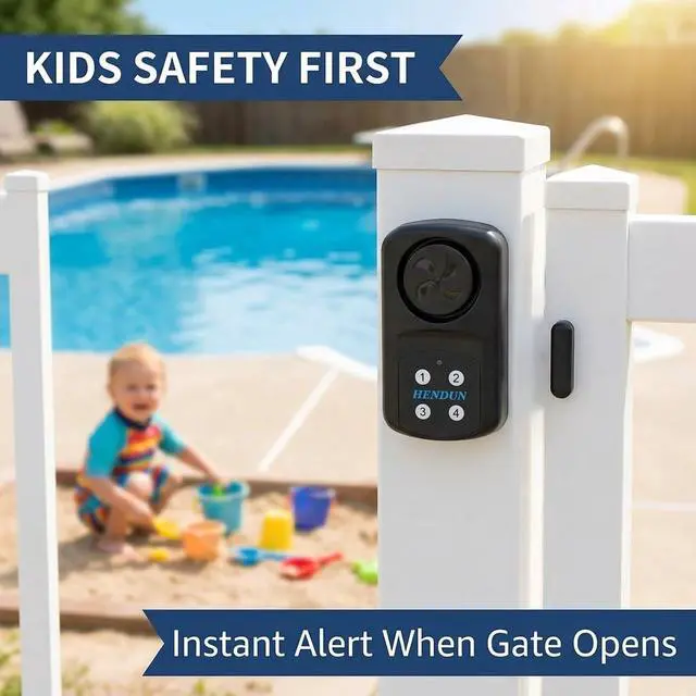 Alt view image 2 of 7 - Pool Gate Alarm Outdoor with Remote, 140Db Waterproof Ip67, 2 Pack