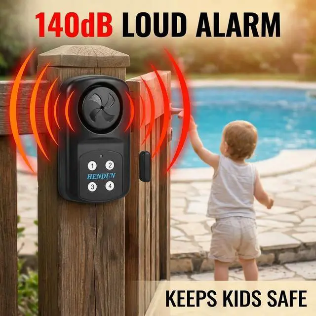 Alt view image 5 of 7 - Pool Gate Alarm Outdoor with Remote, 140Db Waterproof Ip67, 2 Pack
