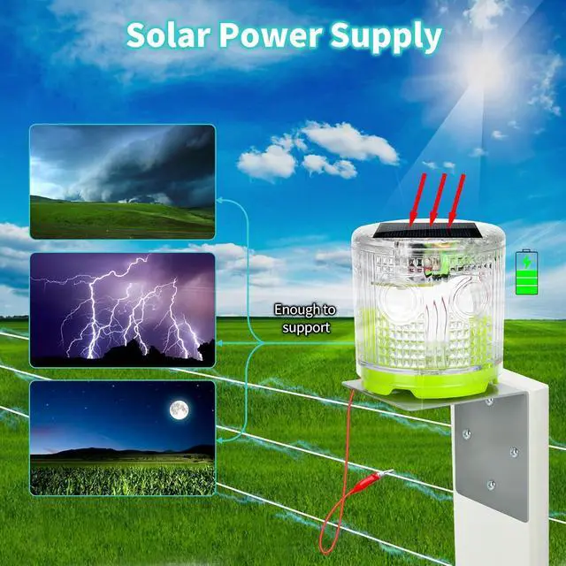 Alt view image 3 of 7 - Electric Fence Indicator Light, Solar Fence Alarm with Light Transmission to 1/2 Mile, Ensure The Normal Operation of The Electronic Fence to Prevent The Invasion of Wild Animals