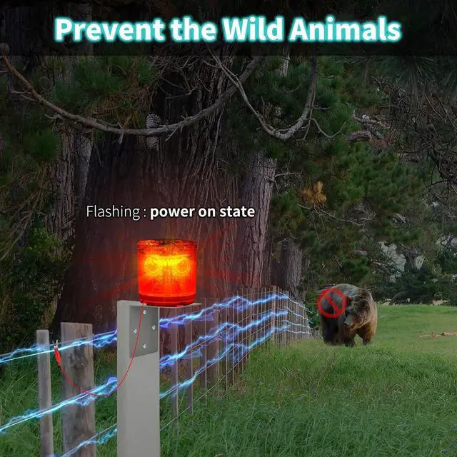Alt view image 2 of 7 - Electric Fence Idicator Light, Solar Fence Alarm with Light Transmission to 1/2 Mile, Ensure The Normal Operation of The Electronic Fence to Prevent The Invasion of Wild Animals, Red, MK-098