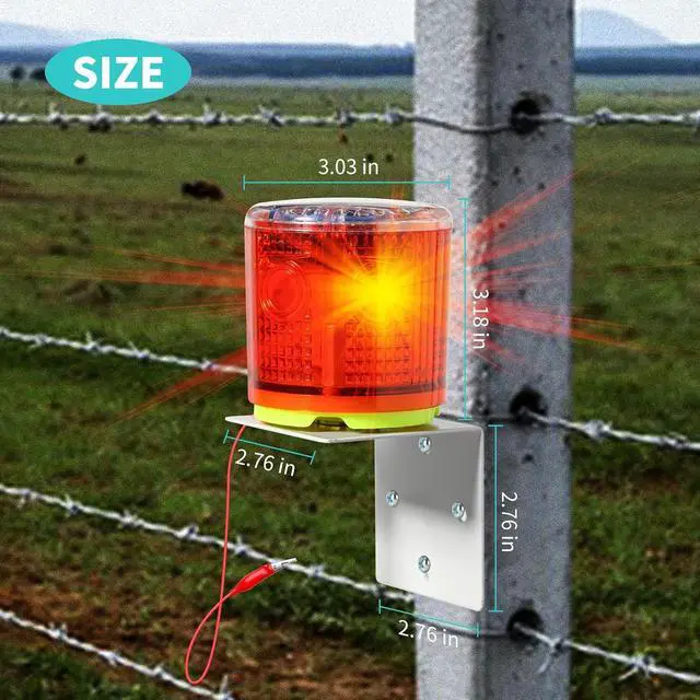 Alt view image 6 of 7 - Electric Fence Idicator Light, Solar Fence Alarm with Light Transmission to 1/2 Mile, Ensure The Normal Operation of The Electronic Fence to Prevent The Invasion of Wild Animals, Red, MK-098