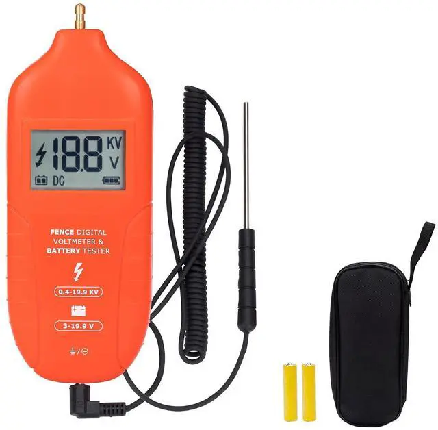 Main image of Electric Fence Tester Fault Finder Digital Electric Fence Voltage Tester Max 19.9kv, Fence Voltage Tester with Large LCD Display, Grounding & 1.5V Battery Included