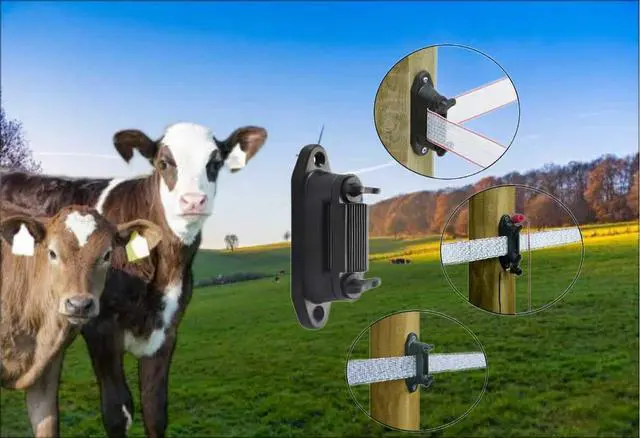 Alt view image 3 of 5 - Electric Fence Tape Clamp/Corner/Stretch/Tensioner Insulator Screwlock Polytape Nail & Screw on Wood Post PK25