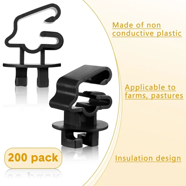 Alt view image 5 of 7 - 200 Pcs Black T Post Insulators Electric Fence Posts Electric Fence Insulators Wire Standard Snug Fitting T Post Clips for Agricultural Ranchers