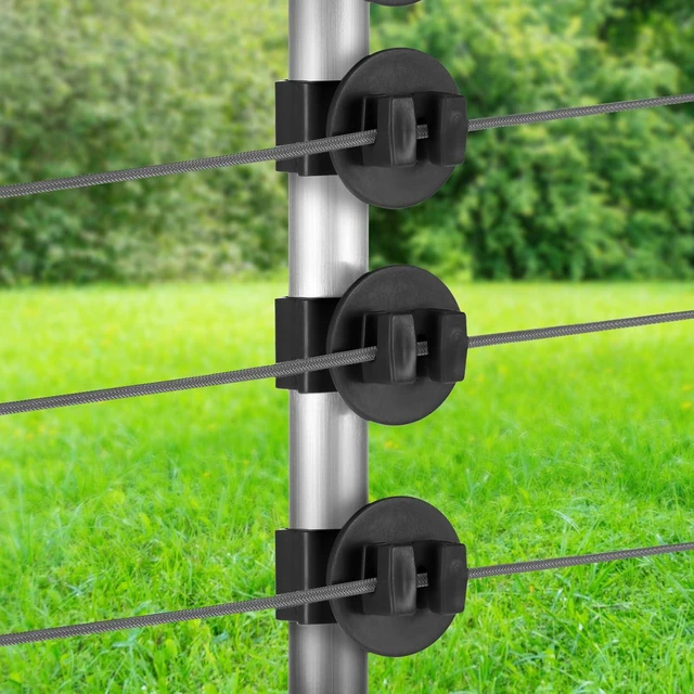 Alt view image 6 of 7 - 200 Pcs Black T Post Insulators Electric Fence Posts Electric Fence Insulators Wire Standard Snug Fitting T Post Clips for Agricultural Ranchers