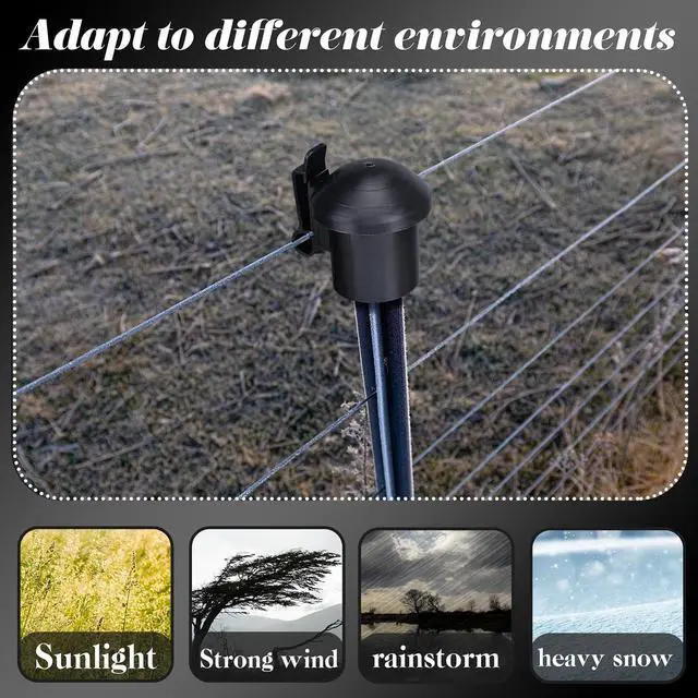 Alt view image 5 of 7 - 24 Pcs Electric Fence Insulators and T Post Safety Cap, T Post Safety Topper Black Plastic Insulators for Wood Posts Wire Holding Fencing Garden Farm Highway Sport Fences Supplies (Black)