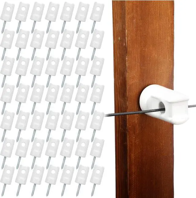 Main image of 50 Pack Ceramic Electric Fence Insulator Heavy Duty Ceramic Porcelain Lag Screw Insulator for Wooden Post Electrical Wire Ground Fencing Agricultural and Ranchers Supplies