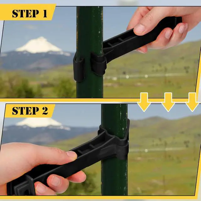 Alt view image 3 of 6 - 200 Pcs 5 inch Snap Type Insulator Electric Fence T Post Insulators Extended Snug Fitting T Post Electric Fence Wire Clips for Agricultural and Ranchers (Black)