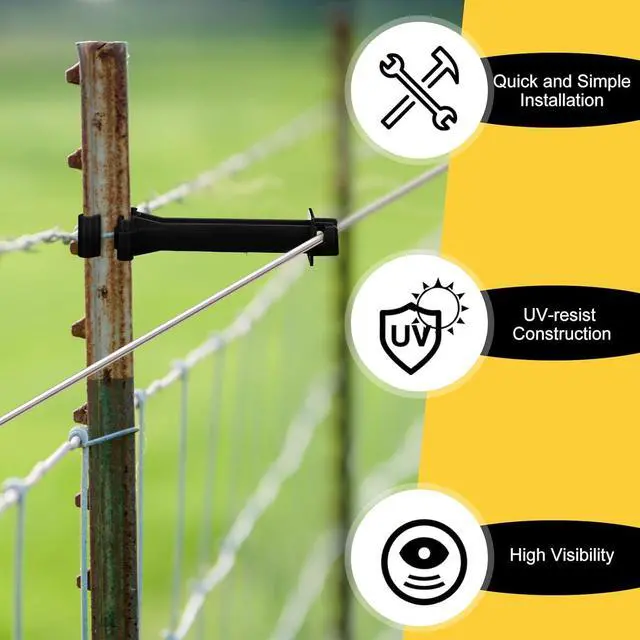 Alt view image 4 of 6 - 200 Pcs 5 inch Snap Type Insulator Electric Fence T Post Insulators Extended Snug Fitting T Post Electric Fence Wire Clips for Agricultural and Ranchers (Black)