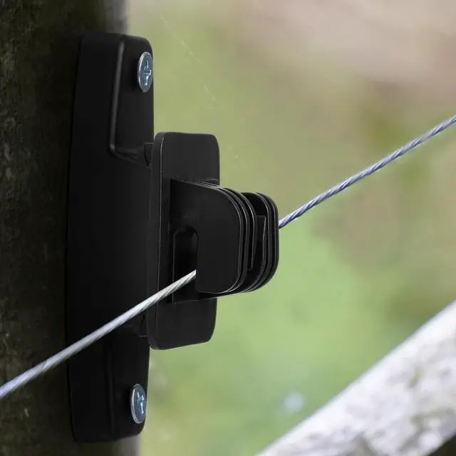 Alt view image 5 of 6 - 100 Pcs Electric Wire Fence Insulators Electric Fence Wood Post Claw Insulators Accessories Nail Wood Post Nail on Insulator for Hi-tensile, Heavy Duty Fencing Wire Polywire (Black)