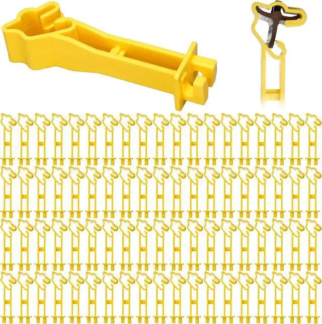Main image of 50pcs Reversed Extender Electric Fence TPost Insulators Snap, Yellow