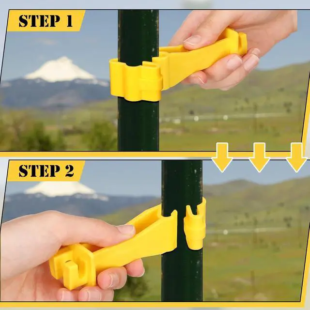 Alt view image 3 of 6 - 50pcs Reversed Extender Electric Fence TPost Insulators Snap, Yellow