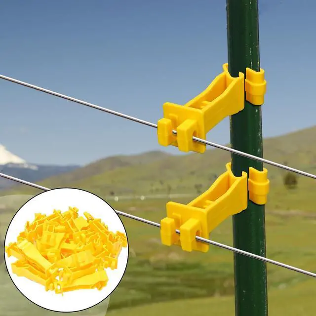 Alt view image 5 of 6 - 50pcs Reversed Extender Electric Fence TPost Insulators Snap, Yellow
