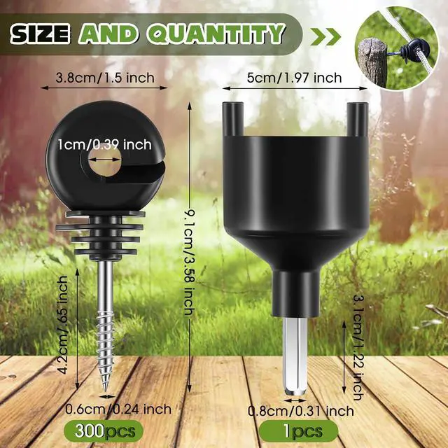 Alt view image 2 of 6 - 300 Pcs Black Electric Fence Insulator with 1 Pcs Insulator Socket Tool Screw in Insulator Fence Ring Post Wood Post Insulator Electric Fence Insulator Ring with Insulator Socket Tool for Animal Fence