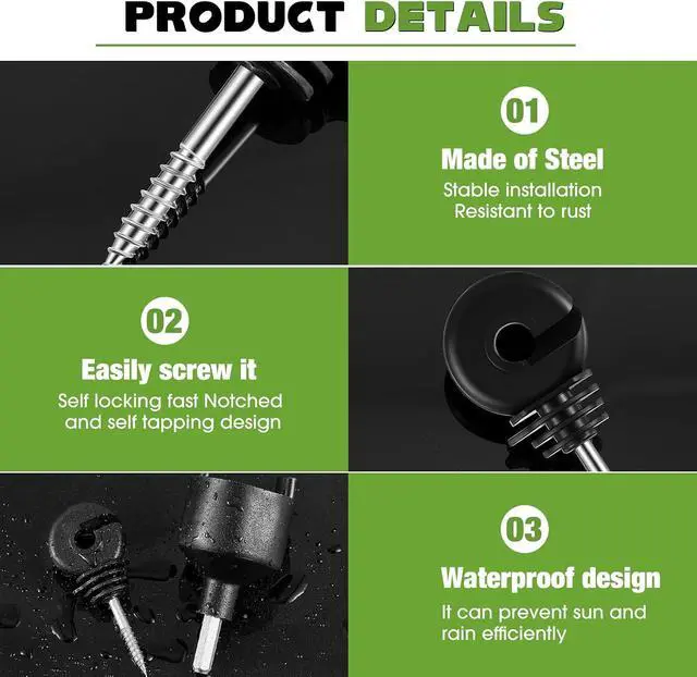 Alt view image 3 of 6 - 300 Pcs Black Electric Fence Insulator with 1 Pcs Insulator Socket Tool Screw in Insulator Fence Ring Post Wood Post Insulator Electric Fence Insulator Ring with Insulator Socket Tool for Animal Fence
