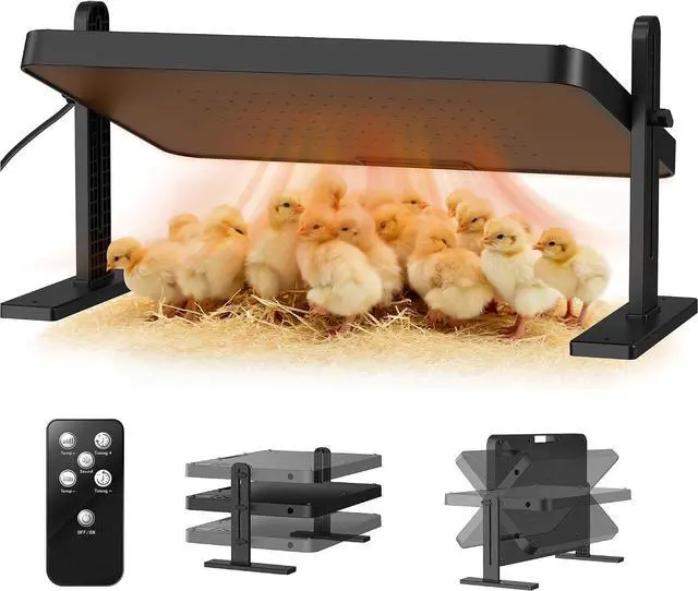 Main image of Chick Brooder Heater with Adjustable Temp (86~194) & 12H Timer & Height & Angle, Rapid-Heating Heat Plate for Chicks with Remote Control, 16"x12" for 30 Chicks, Brooder Plate for Young Poultry