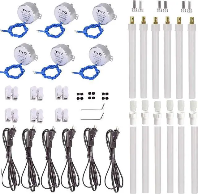 Main image of 6 Set Cup Turner motor Kit Accessories for Crafts Tumbler,Includes Synchronous Turntable Motors,Coupling Connectors, Switch Cords - Ideal for Cuptisserie,Tumbler Cup Rotator Machince (5-6RPM)