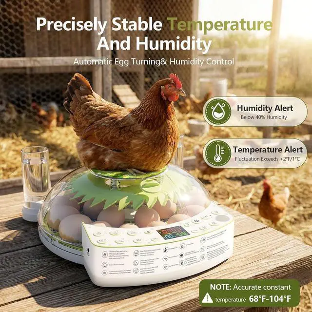 Alt view image 3 of 7 - 22 Eggs Smart Incubator, One-Click Hatching, Automatic Temp Humidity Control, Auto Egg Turner, Built-in Egg Candler, Music Reminder Poultry Hatcher for Chicken Duck Quail Pigeon Classroom Home Use