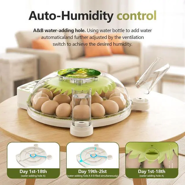 Alt view image 6 of 7 - 22 Eggs Smart Incubator, One-Click Hatching, Automatic Temp Humidity Control, Auto Egg Turner, Built-in Egg Candler, Music Reminder Poultry Hatcher for Chicken Duck Quail Pigeon Classroom Home Use