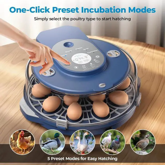 Alt view image 3 of 7 - Egg Incubator for Hatching Eggs, 5 Preset Incubation Modes & 1 Custom Mode