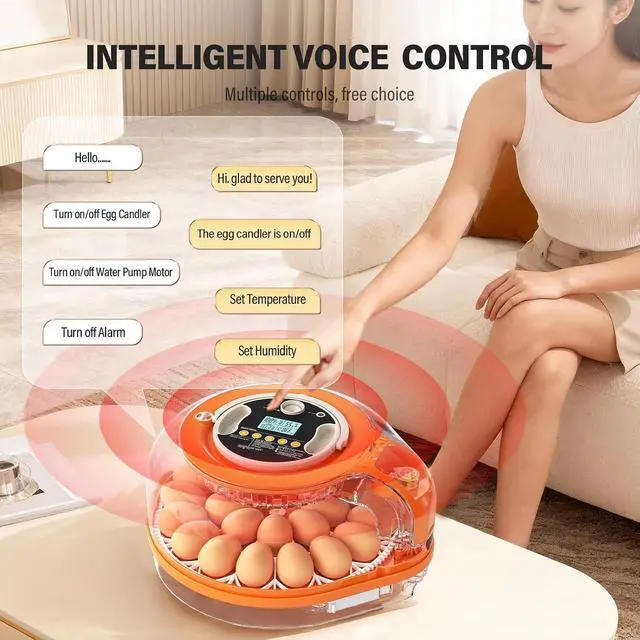 Alt view image 6 of 7 - 26 Incubators for Hatching Eggs Smart Voice Control Incubator with Auto Temp Humidity Automatic Egg Turning 360° View Built in Egg Candler and Chick Holding Area for Chicken Duck Goose Quail Eggs