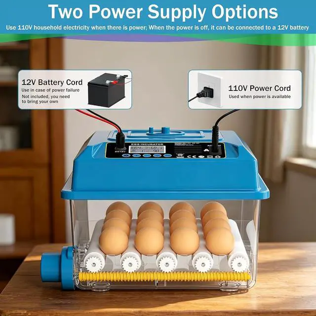 Alt view image 6 of 7 - 16 Eggs Incubators for Hatching Eggs, Egg Incubator with Automatic Egg Turning, Chicken Egg Incubator with Humidity and Incubation Day Display, Incubator with Egg Candler for Poultry(Blue)
