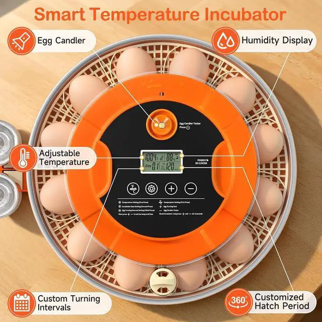 Alt view image 3 of 7 - 18 Egg Incubators for Hatching Eggs, Automatic Egg Turning and Humidity Control Incubator for Hatch Chicken Duck Quail Pigeon Pheasant Partridge Home Classroom Lab-