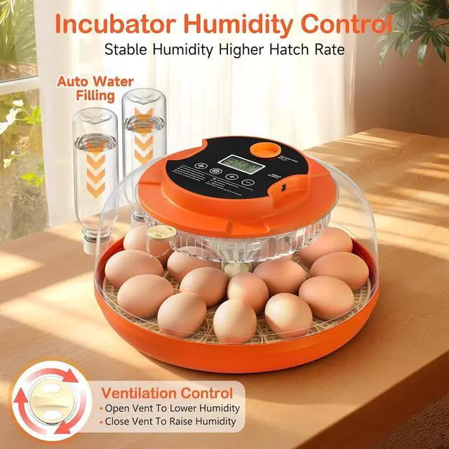 Alt view image 6 of 7 - 18 Egg Incubators for Hatching Eggs, Automatic Egg Turning and Humidity Control Incubator for Hatch Chicken Duck Quail Pigeon Pheasant Partridge Home Classroom Lab-