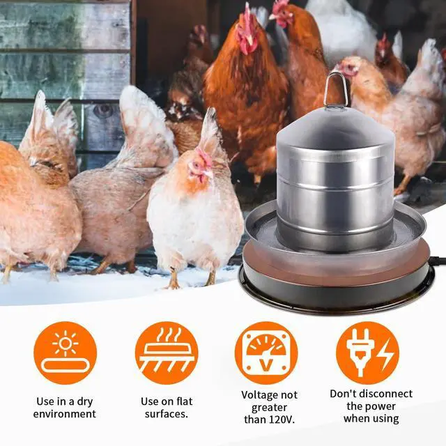 Alt view image 6 of 7 - Chicken Water Heater for Winter, 110Watt Thermostat Heated Poultry Waterer Base with 9.8ft Power Cord,Suitable for Plastic/Metal Poultry Waterer (Black, 11INCH-2PACK)