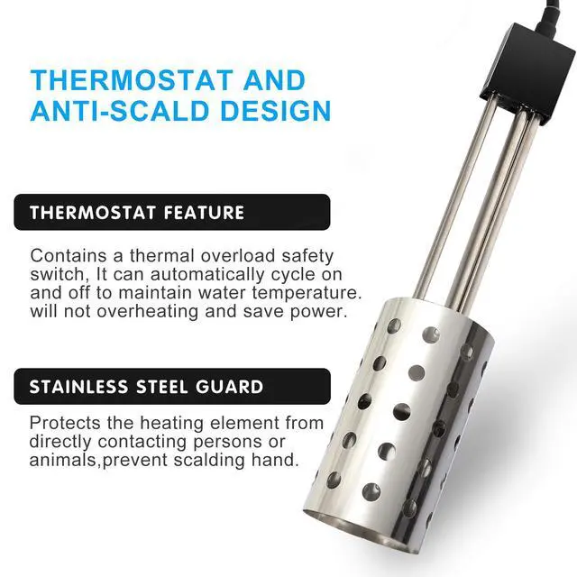 Alt view image 4 of 7 - 1500W Bucket Heater, Rust Proof Built in Temperature Controller Immersion Water Heater, Heats 5 Gallons of Water in Minutes with Auto Shutoff, for Home Outdoor Camping and Winter Job