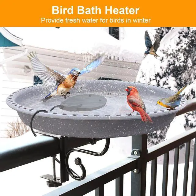Alt view image 4 of 7 - 500W Chicken Water Heater w/Thermostat, Aluminum Cast Bird Bath Heater & Pond Deicer, Winter Trough Heater for Poultry, Horses, Cows