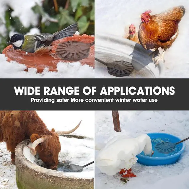 Alt view image 3 of 7 - 500Watt Outdoor Aluminum Cast Pond De-icer, Thermostatic Control Bird Bath Heater,Chicken Water Heater,Stock Tank Heater for Livestock Poultry Cows,Horses,Birds,Wildlife Drinking for Winter