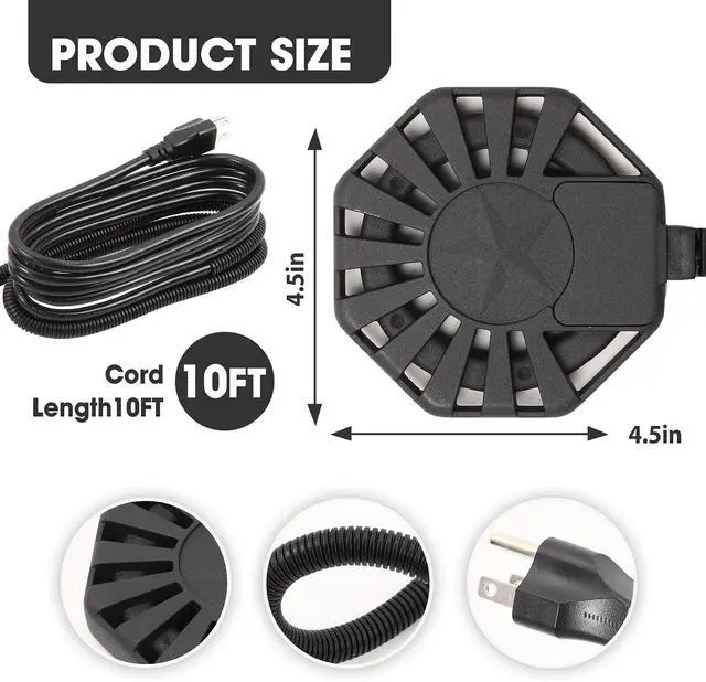 Alt view image 7 of 7 - 500Watt Outdoor Aluminum Cast Pond De-icer, Thermostatic Control Bird Bath Heater,Chicken Water Heater,Stock Tank Heater for Livestock Poultry Cows,Horses,Birds,Wildlife Drinking for Winter