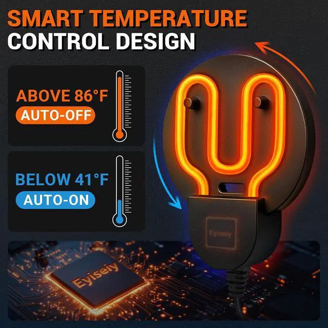 Alt view image 3 of 7 - Chicken Water Heater for Winter with Immersion Design, Bird Bath & Livestock De-Icer, Fish Tank and Water Trough Heater with Automatic Thermostat Prevents Freezing for Poultry, Turtle & Koi Pond