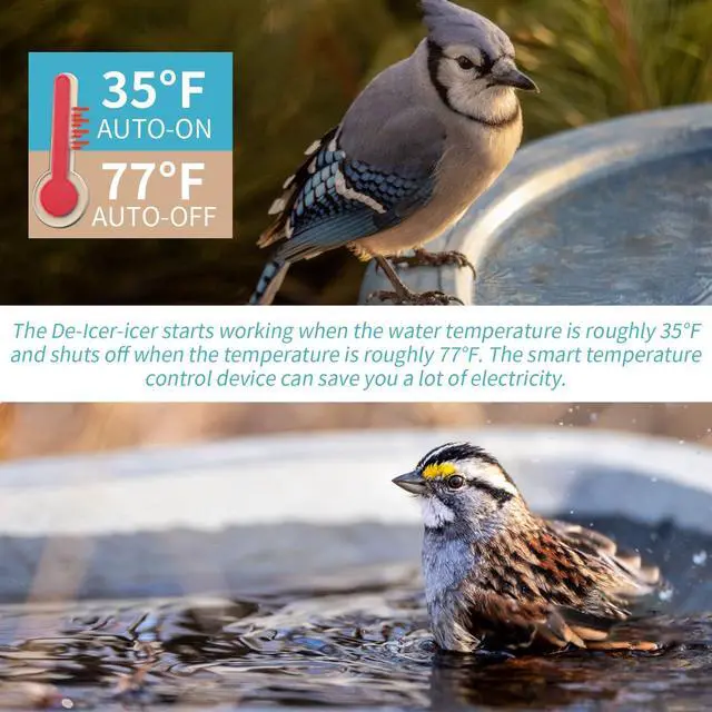 Alt view image 2 of 7 - 2Pack 500 Watt Pond De-Icer with Thermostat, Cast Aluminum Submersible Bird Bath Heater, Heated Chicken Water, Power Cord 9.8 Ft