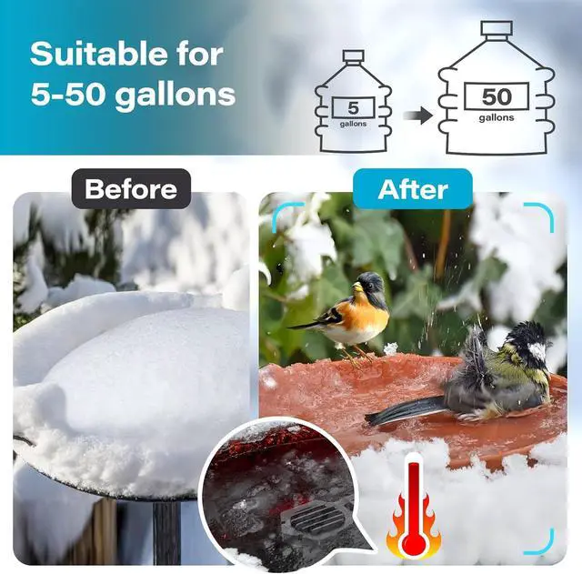 Alt view image 3 of 6 - 500W Pond Heater Submergible De-icer Cast Aluminum Chicken Water Heater,Stock Tank Heater for Livestock/Horse/Fish/Bird Bath Winter Outdoor, 10ft (500W)