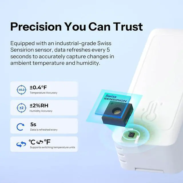 Alt view image 3 of 7 - SNZB-02B AirGuard TH Lite Zigbee Temperature Humidity Sensor, Thermometer Hygrometer with App Alert, Remote Monitoring for Greenhouse & Wine Cellar, Works with Alexa & Google Home, 4-Pack