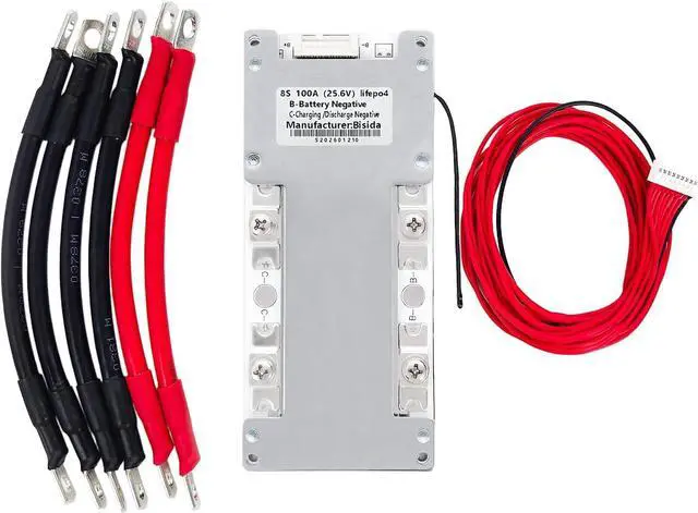 Main image of BMS 8S 25.6V 100A Lifepo4 Battery Management System with Balance and Temperature Sensor, Screws and Wires,Common Port, Aluminum Substrate for Lifepo4 Battery Pack